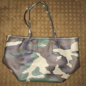 Coach Leather Camouflage Tote Bag.